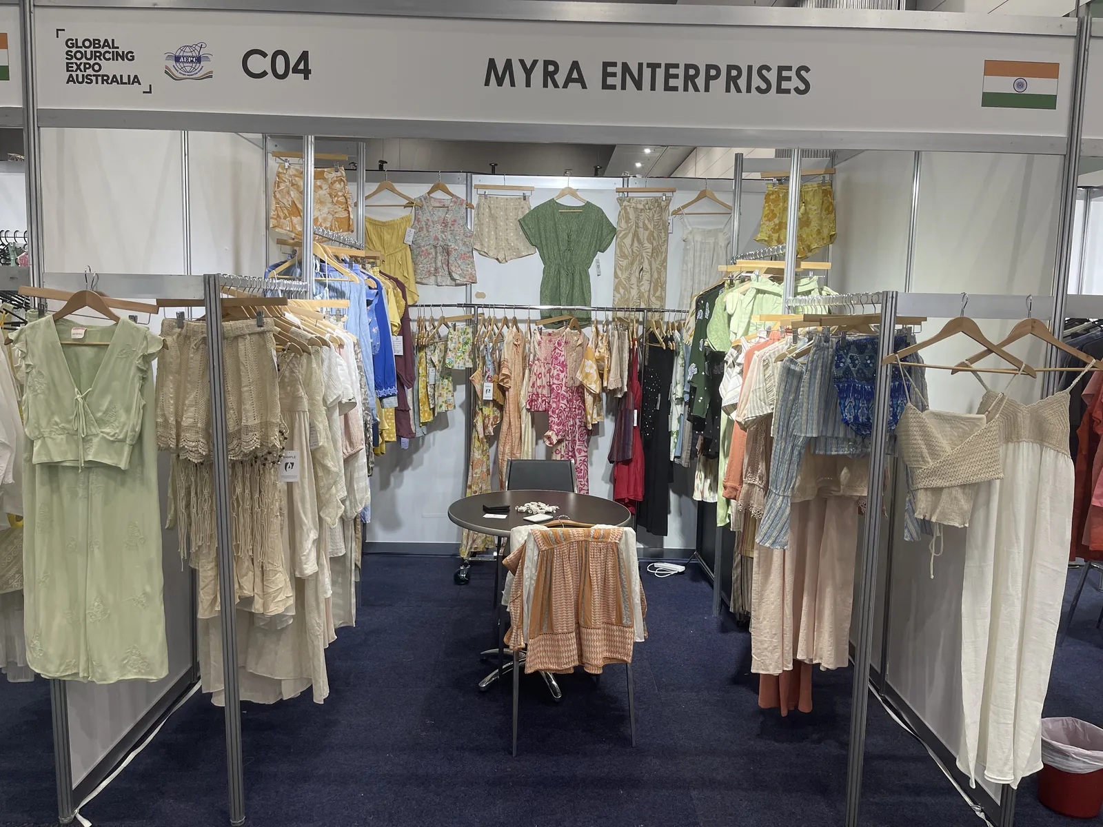 Womenswear collection on display at Myra Enterprises stand C04, Melbourne 2023