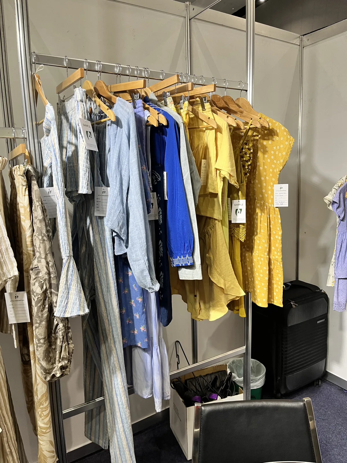 Woven blouses and dresses on display, Global Sourcing Expo Australia 2023