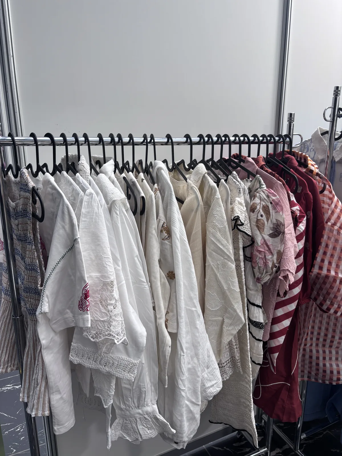 White and red embroidered blouses, India Trend Fair, Tokyo 2026