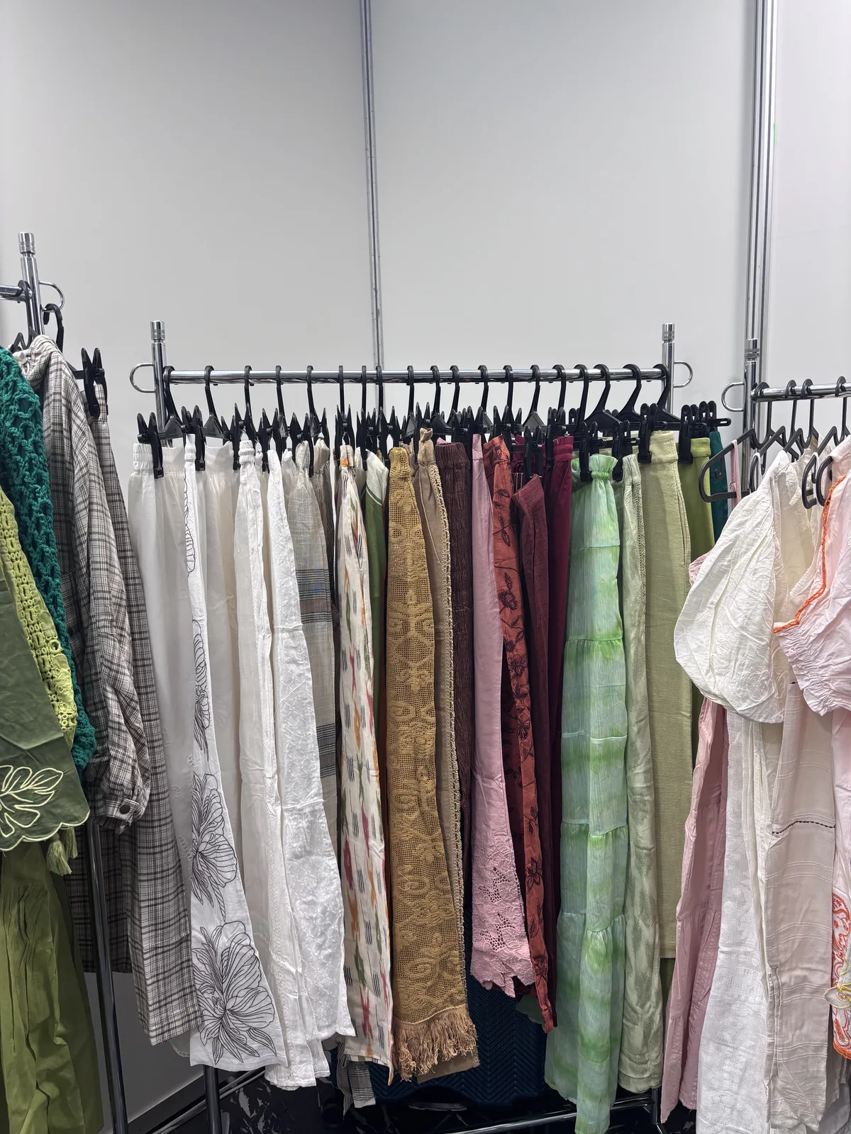 Green and cream woven separates, India Trend Fair, Tokyo 2026
