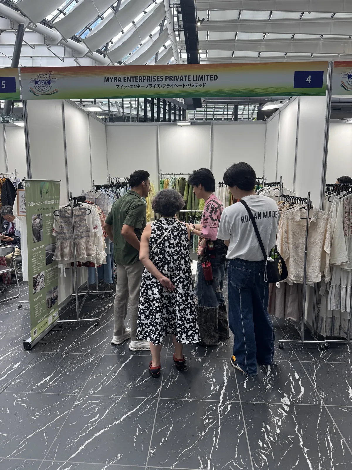 Japanese buyers browsing the Myra Enterprises collection, Tokyo 2026