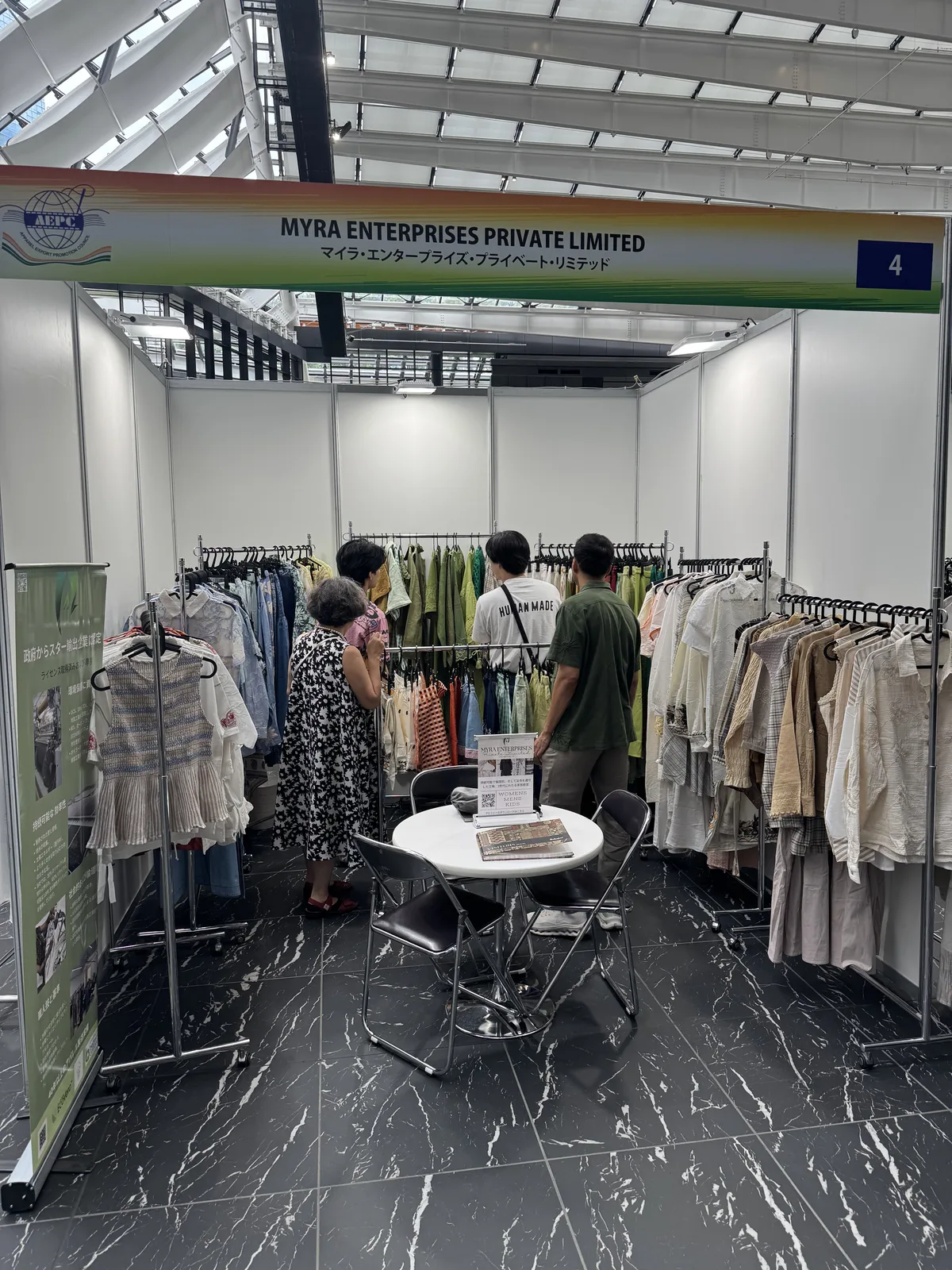 Buyer consultation at the Myra Enterprises stand, Tokyo, July 2026
