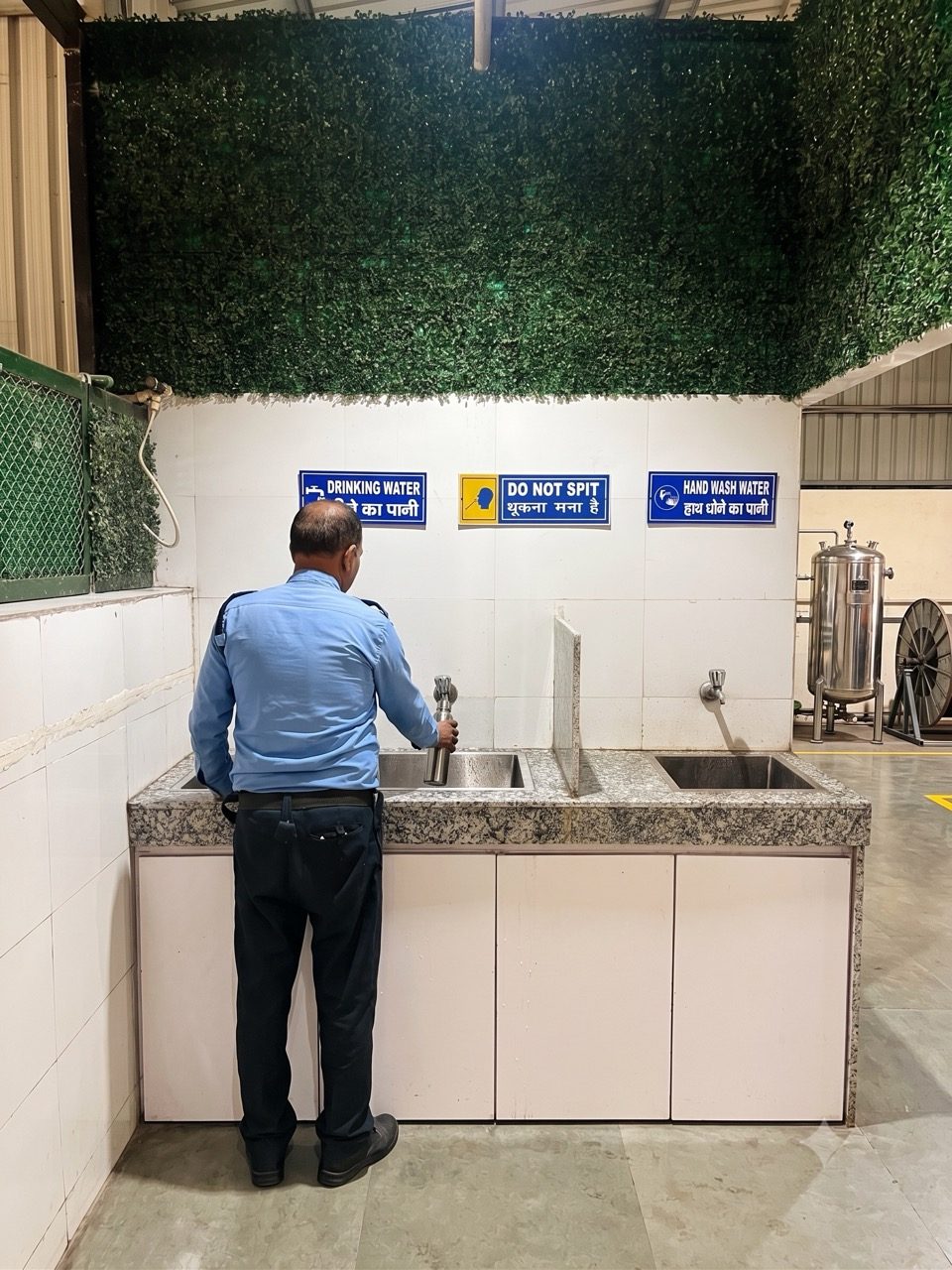 Reverse osmosis drinking water station for workers at Myra Enterprises, Noida